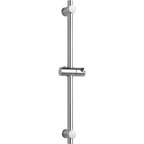 Barre de douche en acier inoxydable 304 avec support réglable en hauteur et en angle, finition acier inoxydable brossé et chrome poli, 66 cm