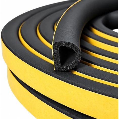 Ruban d'étanchéité pour Portes de Fenêtre, Fermeture Porte, Joint d'étanchéité, Ruban en Mousse Autocollant, Anti-collision/Insonorisé/Étanche à la Poussière, Noir 6M (1/5)