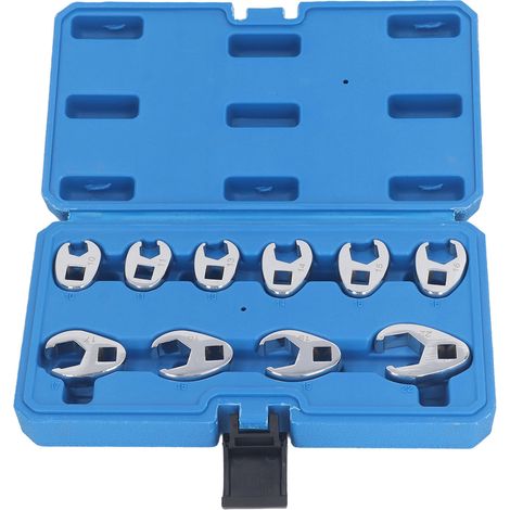 Jeu de 10 Douilles Crowfoot pour tuyauterie – Compatible avec clés à cliquet standard 3/8 pouce – Dimensions métriques de 10 à 22mm – Matière acier 45 avec coffret de rangement (1/5)