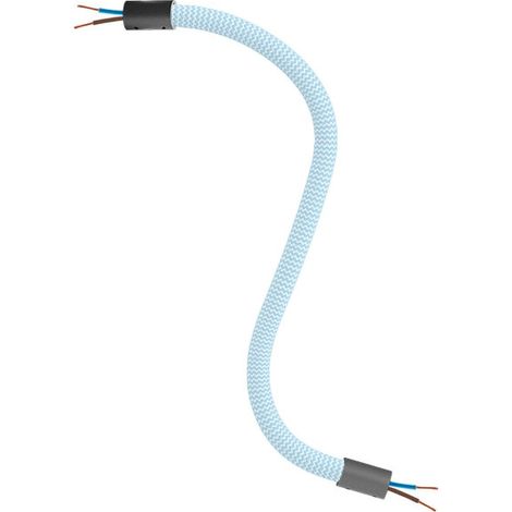 Creative-Cables Kit Creative Flex flexibles Rohr (30 cm Länge, Ø 10 mm) – Stoffummantelung RM76 zuckerblau und schwarze Details – Mit Metallendstücken und Zubehör