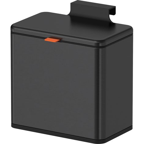 Poubelle à compost de cuisine, à suspendre, avec couvercle, 4 l, en acier inoxydable, pour portes d'armoires de cuisine, montée sous l'évier, porte, camping-car, salle de bain (noir, 4 l) (1/5)