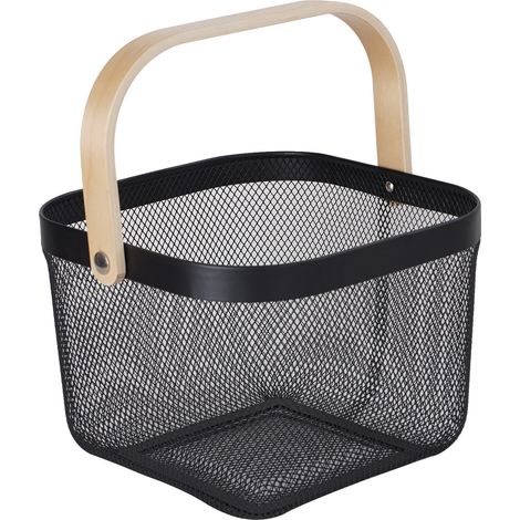 2er-Pack Erntekörbe für den Garten, Picknickkörbe mit robustem Metallgeflecht und Bambusgriff, perfekt zum Einkaufen, für die Gartenarbeit, Picknicks und zum Organisieren