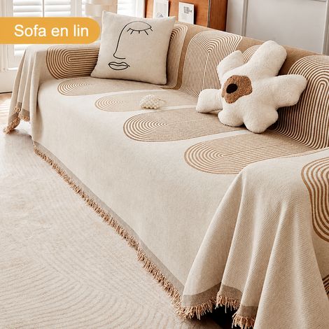 Housse de Canapé en Chenille Motif Cernes d'Arbres Marron Café 180x300 cm Plaid Jeté Anti-Griffes 45 × 42 × 4 cm 1,862 kg – Livraison gratuite
