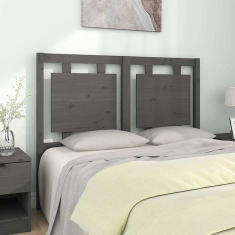 vidaXL Cabecero de cama madera maciza de pino gris 125,5x4x100 cm (1/5)