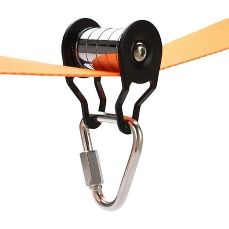 Poulie de Mouflage Poulie slaackline Poulie Slacklinne coulissante en Acier pour Corde Kit slacckline pour Jardin et extérieur Galet Coulissant Acier pour slacklines Jardin, Parc, arrire-Cou (1/5)