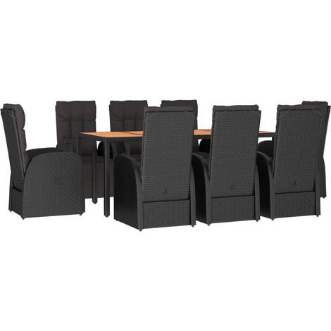 Garden Dining Set Black PE rattan 9-Piece Set Garden Dining Set vidaXL (1/4)