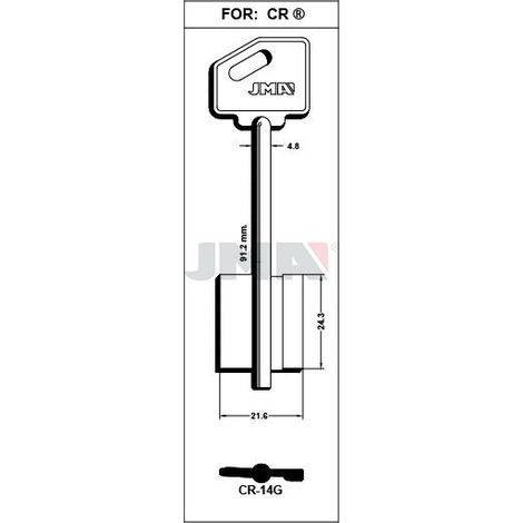 JMA llave gorja jma cr-14g (caja 10) , DETALLES
Referencia       CR-14G
Para:              CR ®
Catálogo         CAT. LLAVES-KEYS - C.11
Clase              GORJA LATON DOBLE PALETO