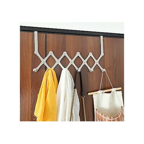 Crochet extensible - Crochet de porte - Étagère de rangement avec crochets extensibles - Crochets de suspension - Crochet pour vêtements - Crochets - Patère - Porte-clés - Crochet mural - Crochet (1/5)