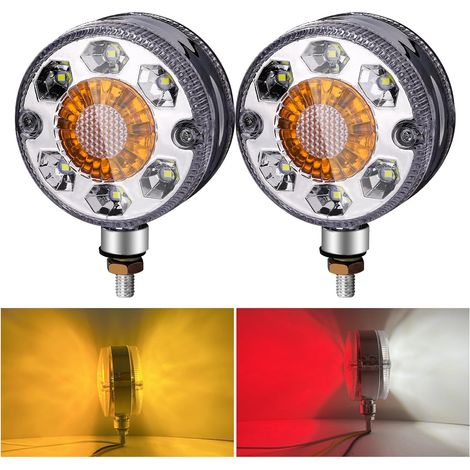 3 inch Rond Double Face Garde-boue Clignotants Indicateur pour Remorque,12V/24V Feu LED Remorque Feux Latéraux à LED Rouge Jaune Blanc pour Semi-Remorques Tracteurs (1/5)
