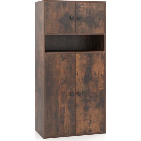 Bücherregal mit 4 Türen, verstellbarem Einlegeboden, 111 cm hoch