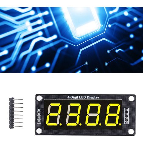 Vendu par lot de 4 : module d’affichage numérique de 0,56 pouce, afficheur LED à sept segments à quatre chiffres, module TM1637, jaune. (1/5)