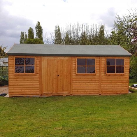 Shiplap Mammoth Loglap 12 x 24 Feet Shed Double Door with Two Opening Window
