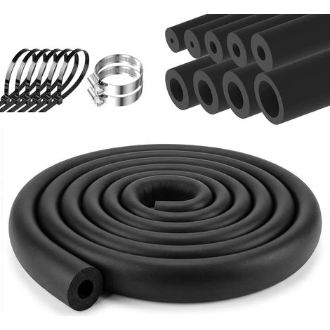 1.8m Calorifuge Tuyau Chauffage Ø 19mm Manchon Isolant Tuyau Isolation Tuyaux Chauffage, pour la Climatisation et les Installations Sanitaires, Imperméable & Durable (Noir, 19mm) (1/5)