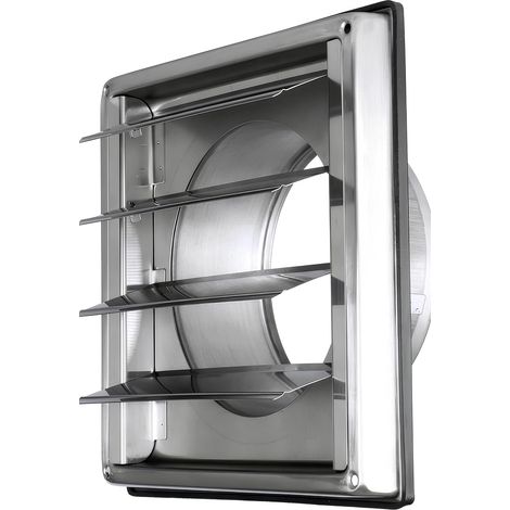 Grille Aération Ventilation 2-en-1 Inox 304 Ø150 mm - 4 Lames Mobiles Clapet Anti-Retour Automatique - 185x185 mm DN150 (1/4)