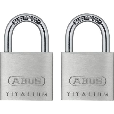 Abus 64 Titalium Padlock Pair with 30mm Shackle in Blister Pack – Durable and Secure Titalium Aluminum Locks with Matching Keys