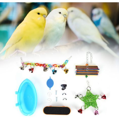 Lot de 5 mangeoires suspendues pour oiseaux, comprenant un bol et des blocs colorés pour mâcher les perroquets. Accessoire pour cage. (1/5)