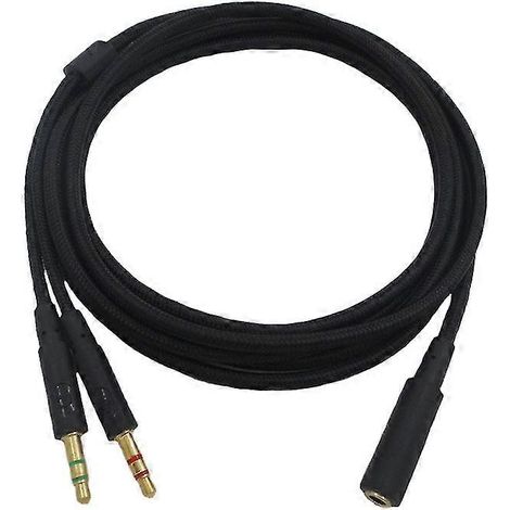 Câble d'extension audio universel 2 en 1 pour casque gaming HyperX Cloud II/Alpha/Cloud Flight/C (prise jack 3,5 mm). (1/5)