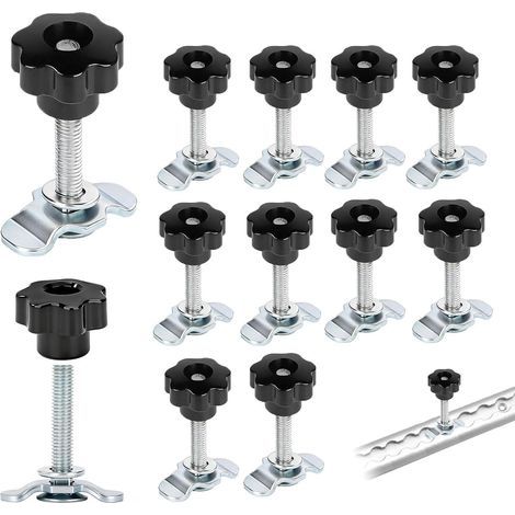 12 Pièces Raccords à Vis pour Rail D'aviation, M8 x 60 mm, Airline Ferrure D'extrémité en Acier Galvanisé, embouts individuels pour rails d'arrimage pour caravanes, camionnettes et remorques. (1/5)