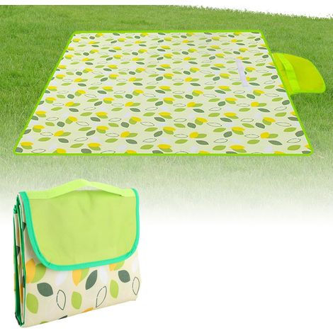 Couverture de pique-nique 200 x 200 cm, couverture de plage, de camping avec poignée, imperméable, grande couverture de pique-nique pour la famille, la plage, la randonnée, le camping (vert) (1/5)