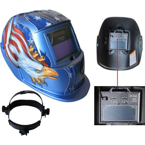 TrAdE Shop Traesio - Maschera Per Saldatura Casco Per Fabbro Protezione A Cristalli Liquidi 92x42mm - (1/5)