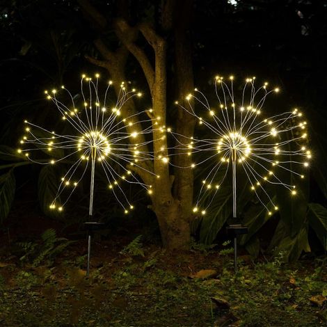 Guirlande lumineuse solaire décorative pour jardin extérieur - 120 LED, 40 fils de cuivre sans fil, à planter dans un chemin (1/5)