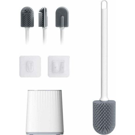 Enowelir Brosse De Toilette En Silicone Plat Avec Support Antibactérien Et Séchage Rapide (1/4)