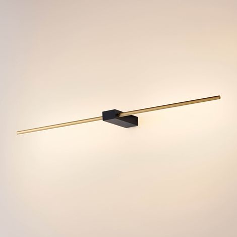 LED-Wandleuchte schwarzer Sockel und Messingstab 80 cm - Edeline