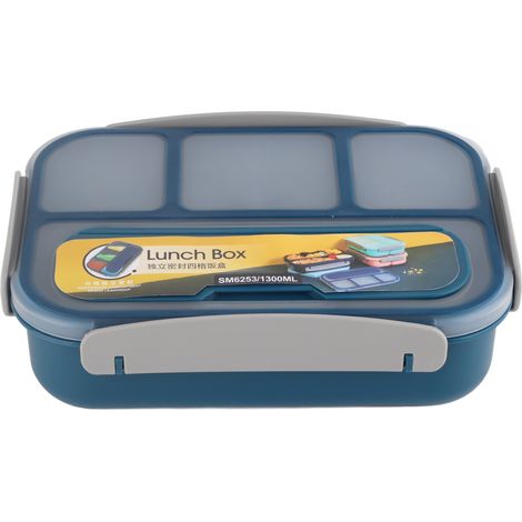 Boîte à lunch en plastique Bento 1300 ml bleue (1/5)
