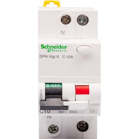 Disjoncteur différentiel 2P 10A C 0,03A type AC DPN Vigi K A9D20610