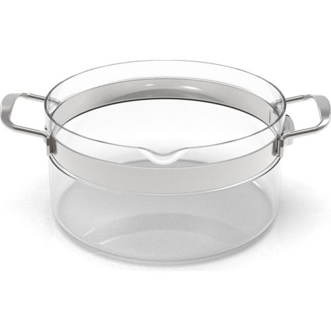 Faitout en Verre Borosilicate 4,2L avec Couvercle Ø24 cm Cuisson Sans PTFE ni PFOA Tous Feux Induction avec Disque MC60090 Four 180°C