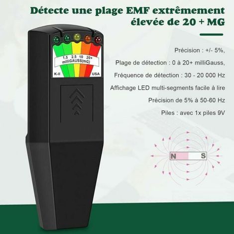 Détecteur De Champ Électromagnétique - Plage 5 Mg - Fréquence 50 Hz À 20 000 Hz - Pour Chasse Aux Fantômes Et Mesure Emf - 1 Pièce (1/3)