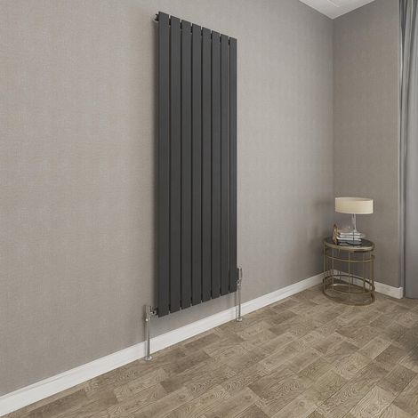 1600x544mm Black Single Flat Panel Radiator Vertical Modern Central Heating Radiators (1/5)