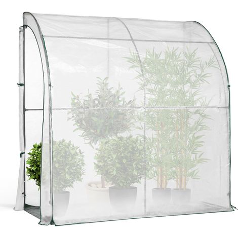 Idmarket – Serre adossée 80 x 200 cm – Couverture PE 130 gr/m² – 2 portes zippées – Protection contre le froid et intempéries