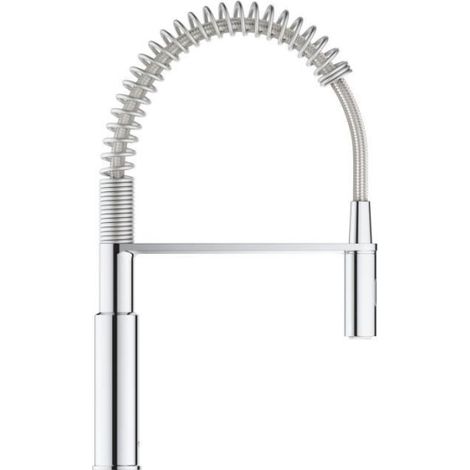 Grohe – Robinet évier de cuisine mitigeur monocommande 2 jets – Douchette extractible professionnelle – Finition métal – Design moderne (1/5)