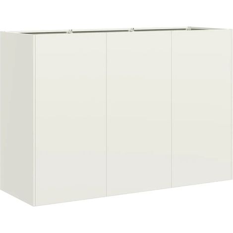 Jardinière moderne design pour jardin balcon 120 x 40 x 80 cm avec fond ouvert esthétique en acier laminé à froid blanc
