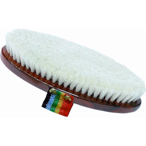 taglia unica, bianco: Spazzola per cavalli con dorso in legno e setole in morbido mohair bianco