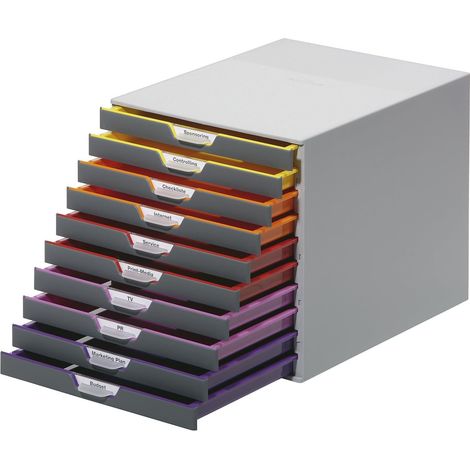 Module de classement - 10 Tiroirs - Casier de rangement bureau - Pour documents au Format A4+- 1 pièce - Multicolore