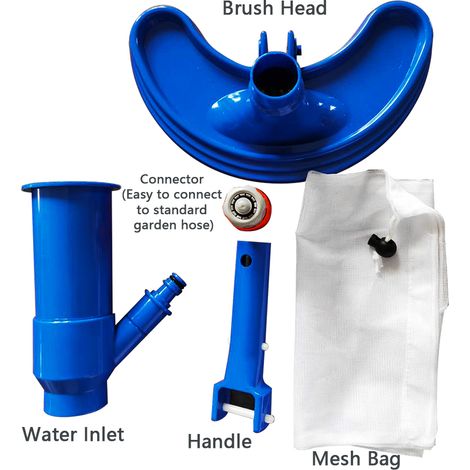 Tête de brosse aspirante piscine avec sac maille accessoire nettoyage pour petit bassin étang fontaine spa raccord US (1/3)