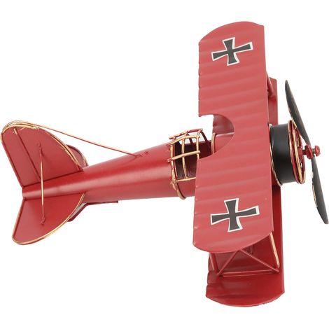 Maquette d'avion vintage, biplan vintage exquis, décoration intérieure, ornement de café, rouge. (1/5)