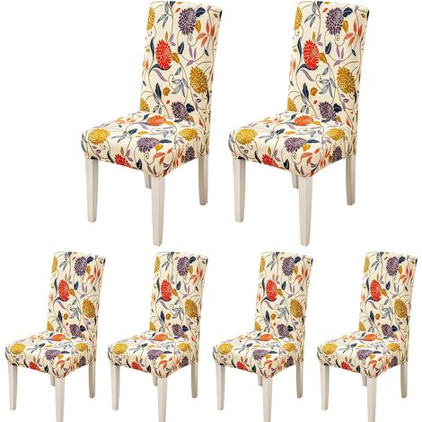CCYKXAHousse de Chaise, Housse de Chaise Salle à Manger 6 Pièces Housse Chaise Extensible pour Mariage Moderne, Hôtel, Décor de Restaurant (1/5)