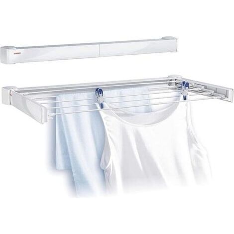 Séchoir mural, sèche Linge dépliable avec 5 Barres de 60 cm, étendoir à linge robuste pour intérieur et extérieur, longueur d'étendage de 3 mètres