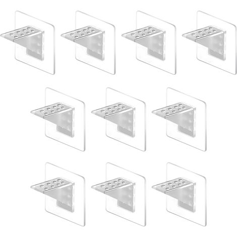 Support Étagère Autocollant - Sans Perçage - Charge Max 15 kg - Pour Placards Penderies Meubles - Lot de 10 (1/5)