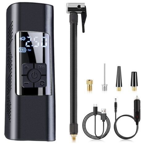 Compresseur d'air portable pour gonfleur de pneus, pompe à air portable 150 PSI pour pneus de voiture, pompe à air avec manomètre numérique pour voiture, vélo, moto, ballon (1/5)