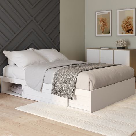 Somier SALEM con espacio de almacenamiento y somier blanco de 160 x 200 cm (1/5)