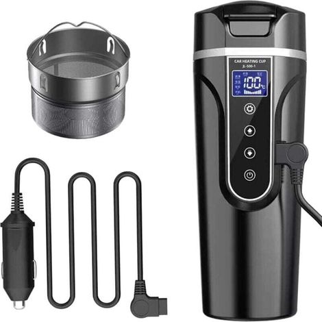 Bouilloire de Voiture, 12 V /24V Bouilloire Électrique de Voiture Tasse d'eau Chauffée pour Voiture/Camion/ Voyage, Bouilloire électrique de Voiture Portable avec écran LCD en Acier Inoxydable 304 (1/4)