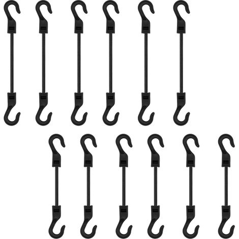 12 Pcs Tendeurs Elastique avec Crochets,10 cm/15 cm  Tendeur Elastique de Tension,Tendeur Bache Caoutchouc pour Tendeur Bache Piscine Bagages Auvents Bâches Camping Filets(Noir) (1/5)