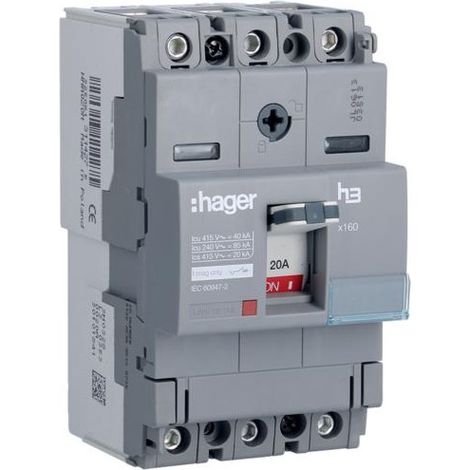 Disj.x160 3P 40kA 20A mag fixe - APPAREILLAGE DE TETE HAGER HNA020M