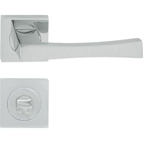 DOMINO Poignée de porte LOGO QR M6 WC Poignée avec rosace WC Chromé brillant (1/5)
