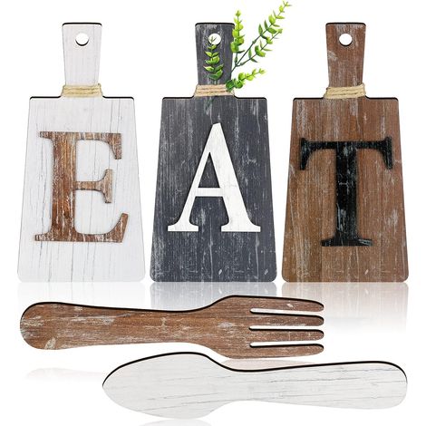 Kit Eat Planche à Découper Fourchette Cuillère, Blanc, Marron Foncé (1/5)