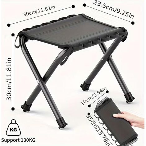 KLVGTIFS PU - Chaise de camping pliante – Chaise de plage portable – Idéale pour les activités de plein air, les pique-niques et la pêche – Noire (1/5)
